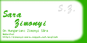 sara zimonyi business card